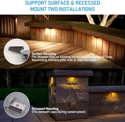 LEONLITE 8-Pack 4 Inch LED Hardscape Lighting, 2700K Soft White - Image 3