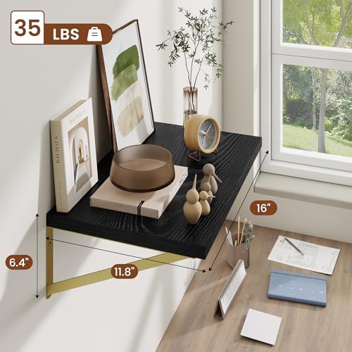 Deep Wall Shelves 16"W x 12"D Engineered Wood Floating Shelves - Image 3