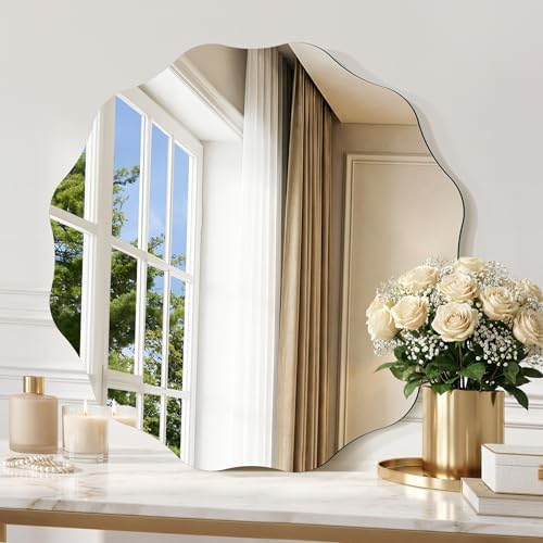 CILIBER Wavy Mirror for Wall, 3mm Tempered Glass Decorative Bathroom Vanity - Image 2