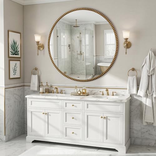 Vintage Round Mirror, 36 Inch Wall-Mounted - Image 3