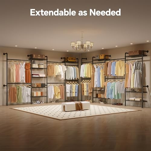 Higeego W4 Wall Mounted Clothes Rack, Industrial Pipe Clothing Rack - Image 3