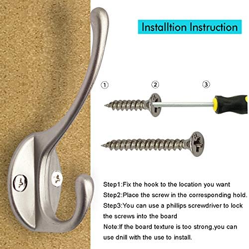 IBosins 10 Pack Silvery Double Coat Hooks Utility Hooks - Image 4