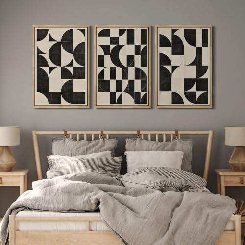 MUDECOR Framed Canvas Print Wall Art Set Geometric Blocks - Image 5