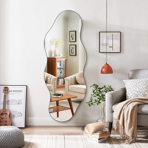 QDSSDECO 63" x 24" Full Length Mirror Irregular Wavy Mirror - Image 4