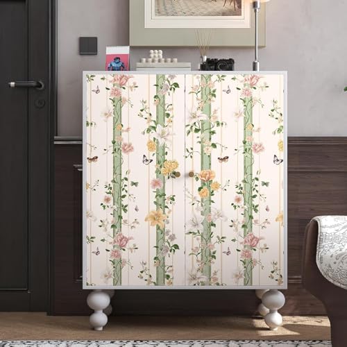 BOKEBEVE Boho Floral Peel Stick Wallpaper Beige Pink 17.5 x 393.5In - Image 5