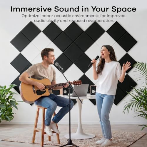 Square Acoustic Panels Soundproof Wall Panels, 12″ × 12″ × 0.4″ High-Density - Image 2