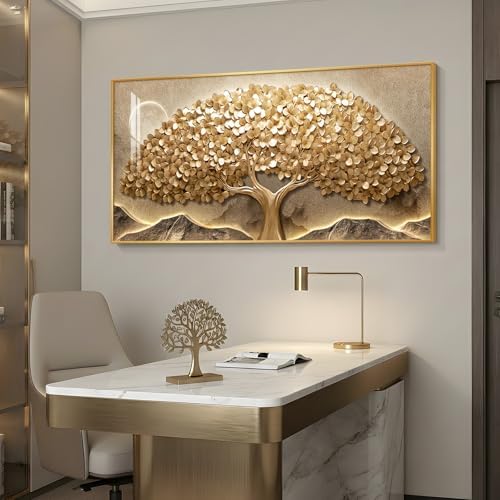 Large Framed Modern Gold Tree of Life Wall Art - Image 2