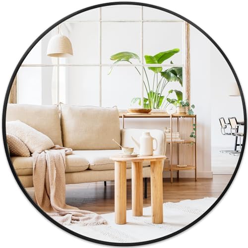 Black Round Mirror 30 Inch, Wall Circle Mirror by Fabuday