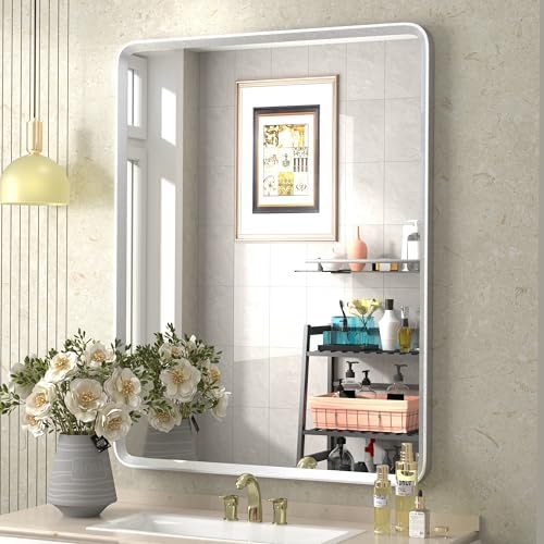 28x36 Brushed Silver Mirror for Bathroom by GOLOMO