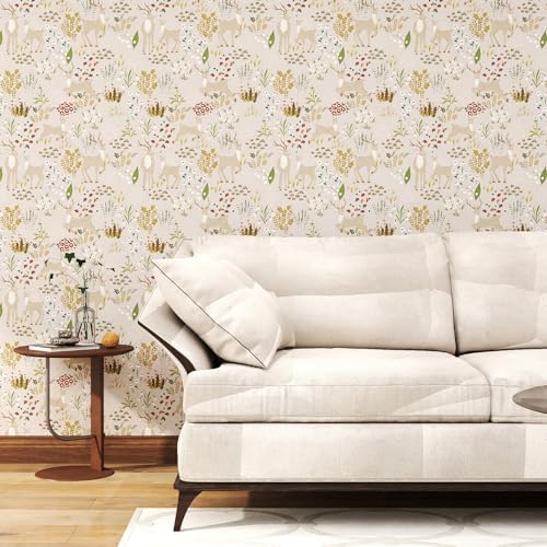 Vinjiasin Deer Nursery Peel and Stick Wallpaper, Cute Baby Room Vinyl Wall - Image 3