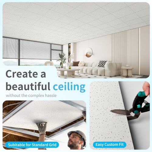 Art3d 2x2 Ft Printed Stucco Decorative Drop Ceiling Tiles - Image 7