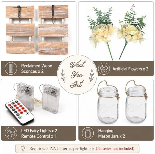 Rustic Mason Jar Wall Decor Set of Two, Rustic Brown - Image 4