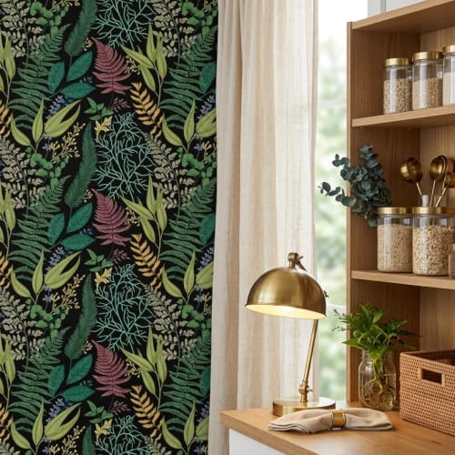 Black Fern Botanical Drawer Shelf Liner Contact Paper Self Adhesive Vinyl Dark - Image 4