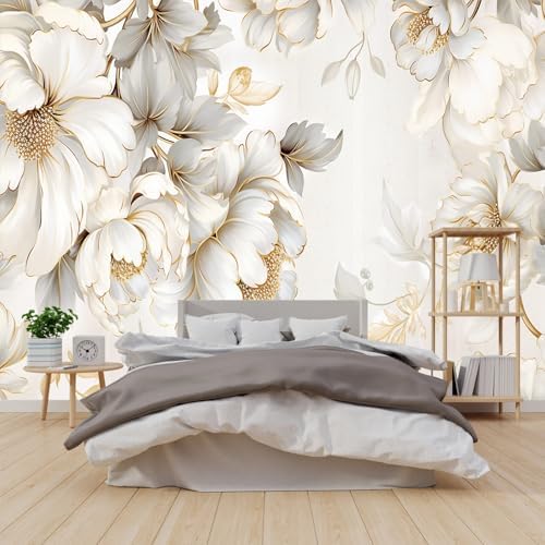 Light-Colored Floral Bedroom Peel-and-Stick Wallpaper-58 x80 by GLWYHY