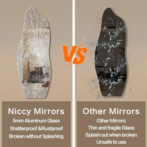 Niccy Wavy Full Length Mirror, Irregular Wall-Mounted Mirror - Image 5
