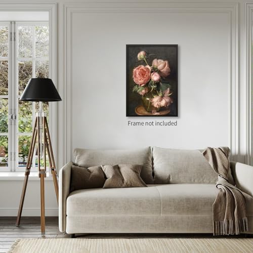 Heltrappe Moody Pink Peony Wall Art Spring Dark Academia Antique Floral Poster - Image 6