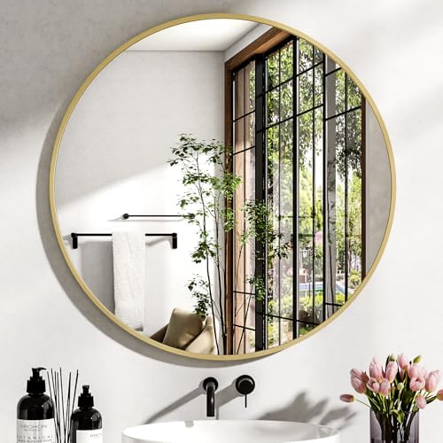 XRAMFY 36 Inch Round Mirror-Gold Circle Mirrors - Image 2