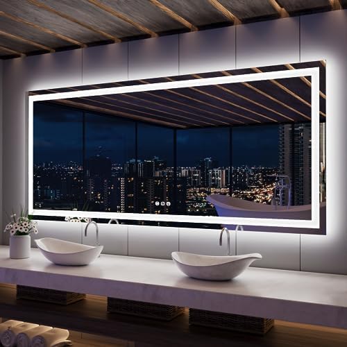 ISKM 84x40 LED Mirror for Bathroom, Front and Back Lit by ISKM-IStillKeepMovin