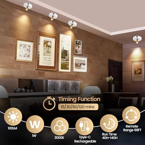 HAMVIDNE LED Spotlights Indoor, Rechargeable Battery Picture Display Lights - Image 4
