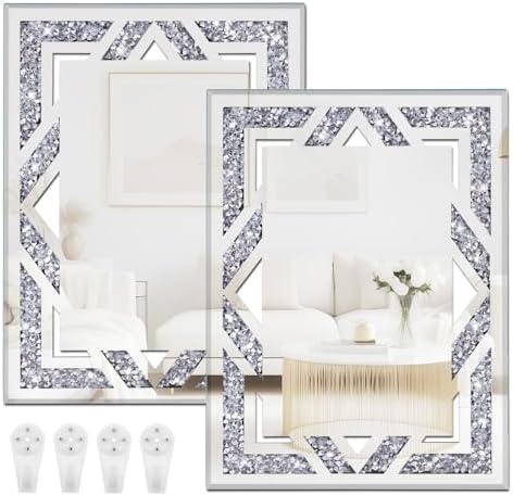 2 Piece Rectangular Hollow Crushed Diamond Decorative Mirror by WALTSOM