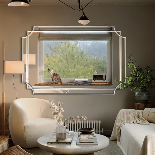 HQiJun Silver Mirror for Wall, Polished Bevelled Rectangle Mirror, Modern - Image 7