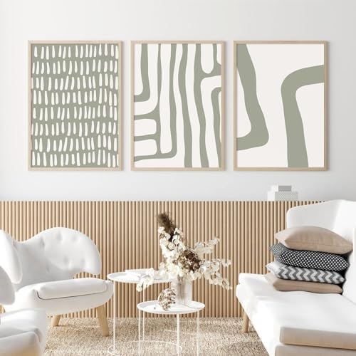 Minimalist Neutral Wall Art Decor Sage Green Boho Canvas Poster Abstract Modern by Youillne
