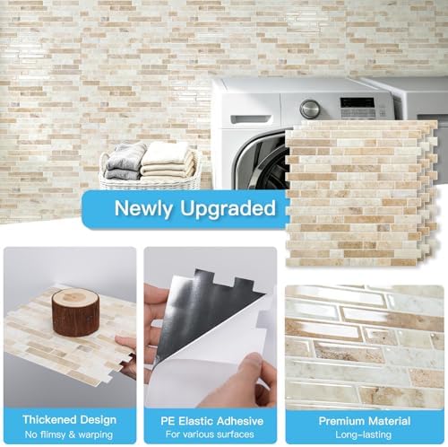 Art3d Linear Tile Peel and Stick Backsplash, Eurasian Mocha Stone - Image 5