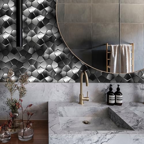 Blujellyfish Black 3D Wall Tile Long Hexagon Tiles - Image 2