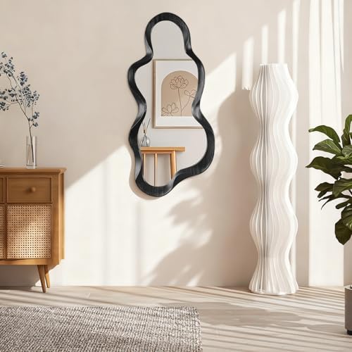 Asymmetrical Mirror Irregular Wall Mirror Modern Wood Frame Unique Mirrors Cute - Image 2