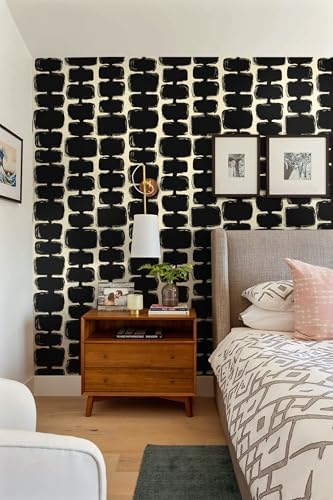 Safiyya Peel and Stick Wallpaper Black and Cream White Contact Paper Mid - Image 5