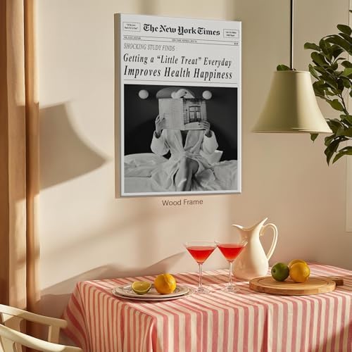 Funky Black and White Newspaper Wall Art 24x36 in Wooden Framed Humor Quotes - Image 3