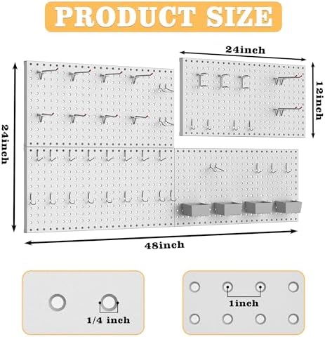 Pegboard Smith 48PCS Metal Pegboard Kit – 12"x24" Tool Storage Wall Organizer - Image 3