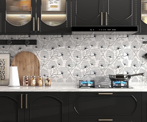 Peel and Stick Wallpaper Black and Beige Contact Paper 17.3"x197" - Image 6