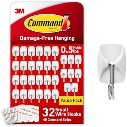 Command Small Wire Toggle Hooks, and 48 Strips, Damage Free Hanging Wall Hooks by Command