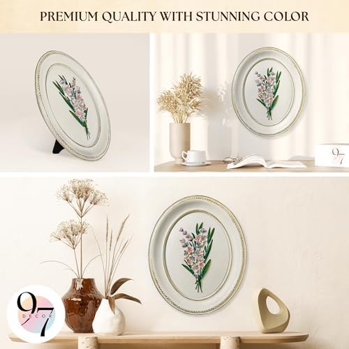 97 Decor White Floral Wall Sculpture, 3D Oval Wall Art, 9x8.5 Inch - Image 4