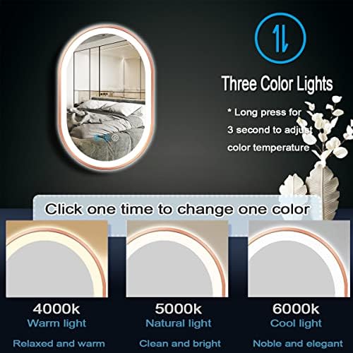16 X 24 Inch Rose Gold LED Oval Mirror - Image 4