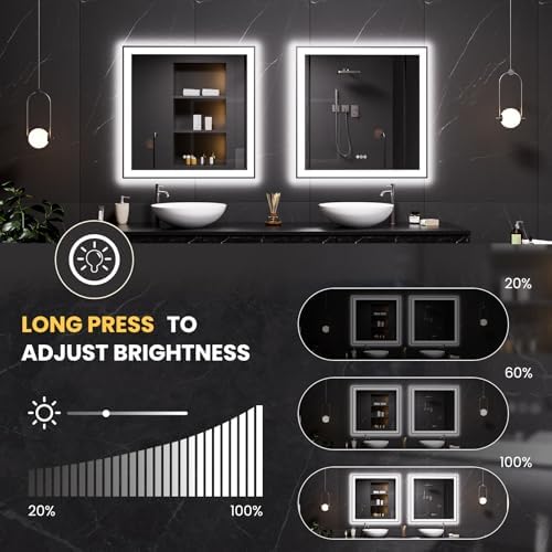 LOAAO 38"X38" LED Bathroom Mirror Black Framed - Image 3