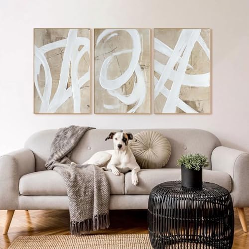 Zessonic Neutral Abstract White Brown Pastel Textured Wall Art - Image 5