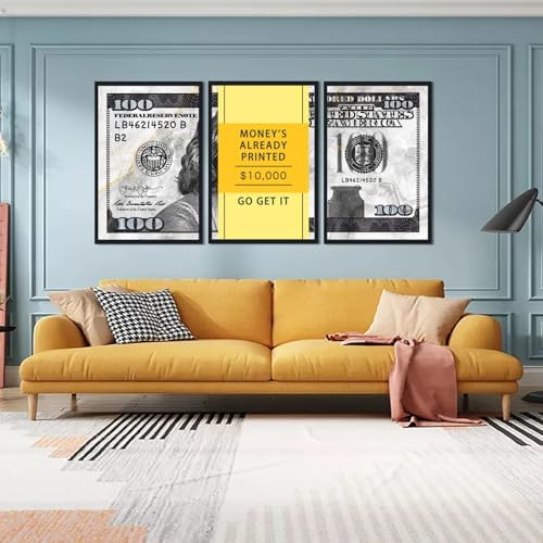 Black Framed Canvas Wall Art Benjamin Franklin 100 Dollar Money's Already - Image 4