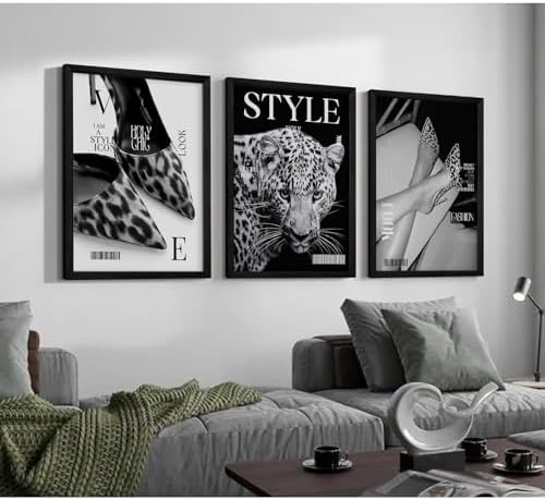 Black Leopard Wall Art Y2k Cheetah Canvas Wall Decor Fashion Trendy Posters - Image 4