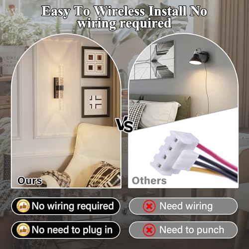 camuucci Battery Operated Wall Sconces Set of 2, Rechargeable Wall Lights - Image 3