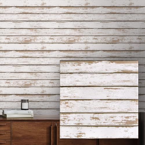 COMSTICKC 3D Faux Wood Wall Sticker Shiplap Peel and Stick, Not Real Wood by COMSTICKCDECOR