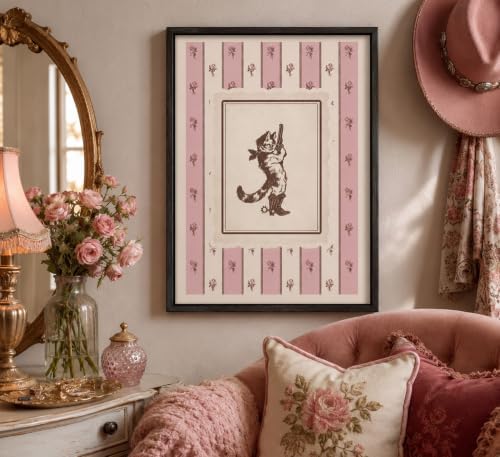 Framed Funny Cat Canvas Wall Art, Western Cowboy Picture Wall Decor - Image 5