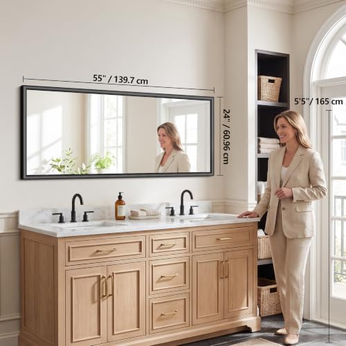 FORBATH Bathroom Mirror for Over Sink, 24x55 Inch Black Wall Mirror - Image 2