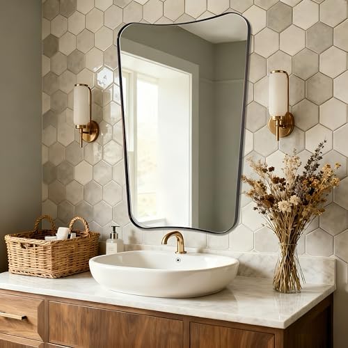 ANDY STAR Brushed Bronze Asymmetrical Mirror, Antique Butterfly-Inspired - Image 3