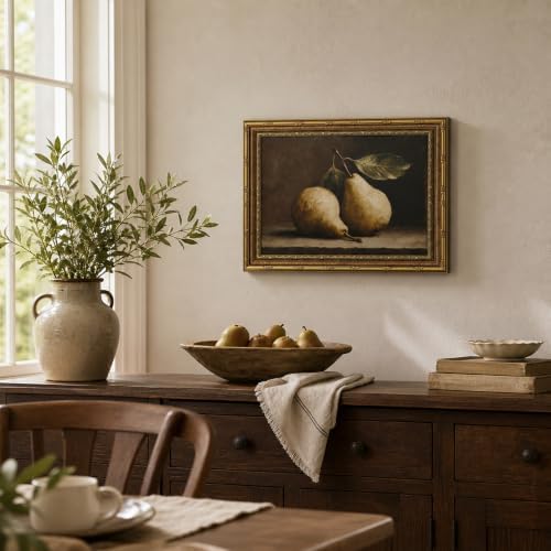 Vintage Gold Framed Pear Still Life Canvas Wall Art 9x11 Inch - Image 6