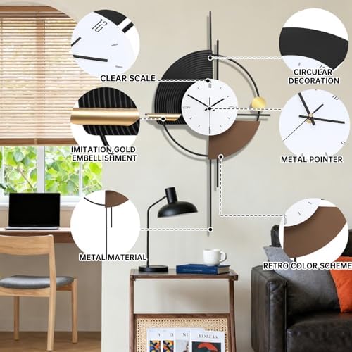 SIN&MI Modern Wall Clock for Living Room, Large Decorative Wall Clock, Digital - Image 2