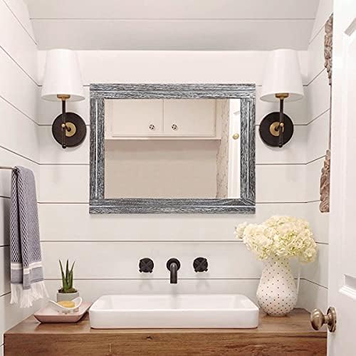 AAZZKANG Rustic Mirror Wood Framed Wall Mirrors Large 20"x16" Rectangle - Image 7