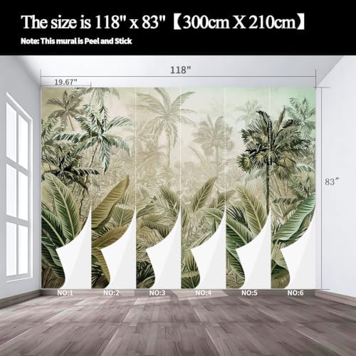 A self-Adhesive Mural of Tropical Rainforest Style Plants, Tropical Trees - Image 3