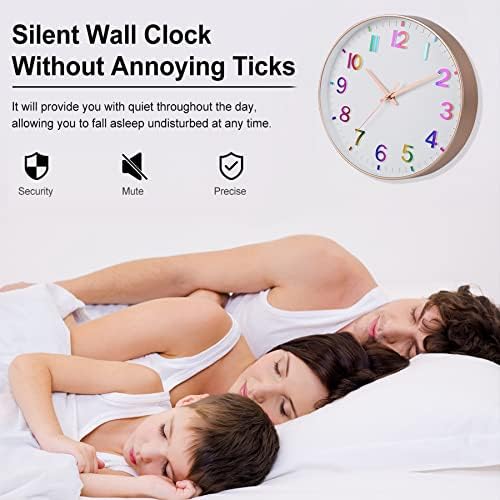 HZDHCLH 12 Inch Silent Wall Clock Battery Operated Non Ticking Colorful - Image 6